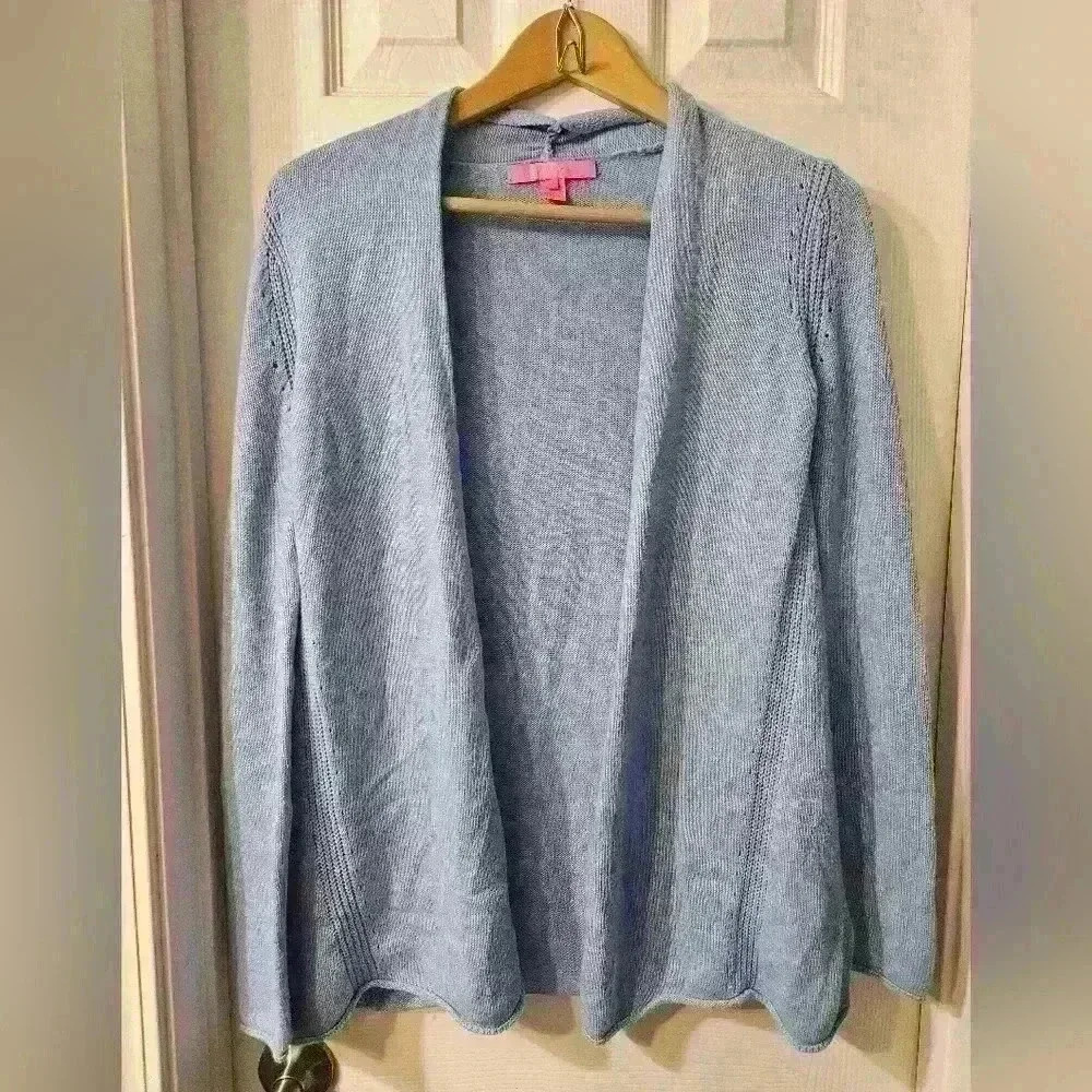 Lilly Pulitzer Light Blue Open-Front Cardigan